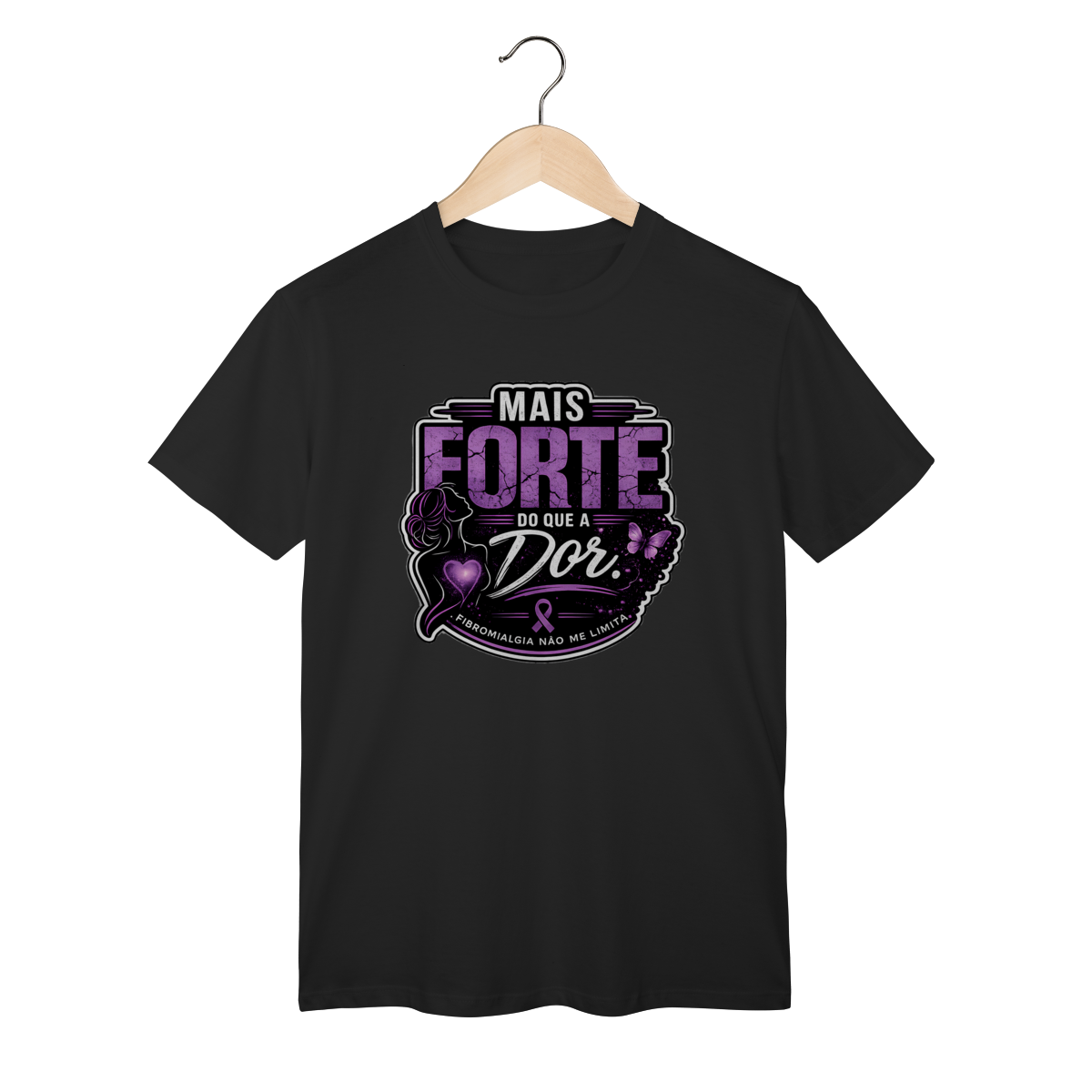 Camiseta preta - Mais Forte do que a Dor